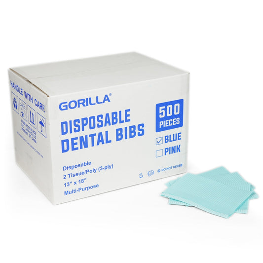 Blue Disposable Lap Cloths / Dental Bibs 13" x 18" (500/Case) - Gorilla