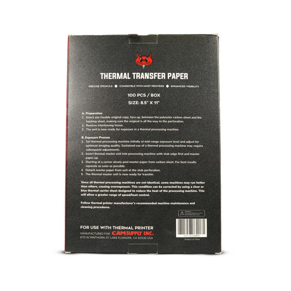 CAM Tattoo Thermal Stencil Paper - 8.5" x 11" (100 Sheets/Box)