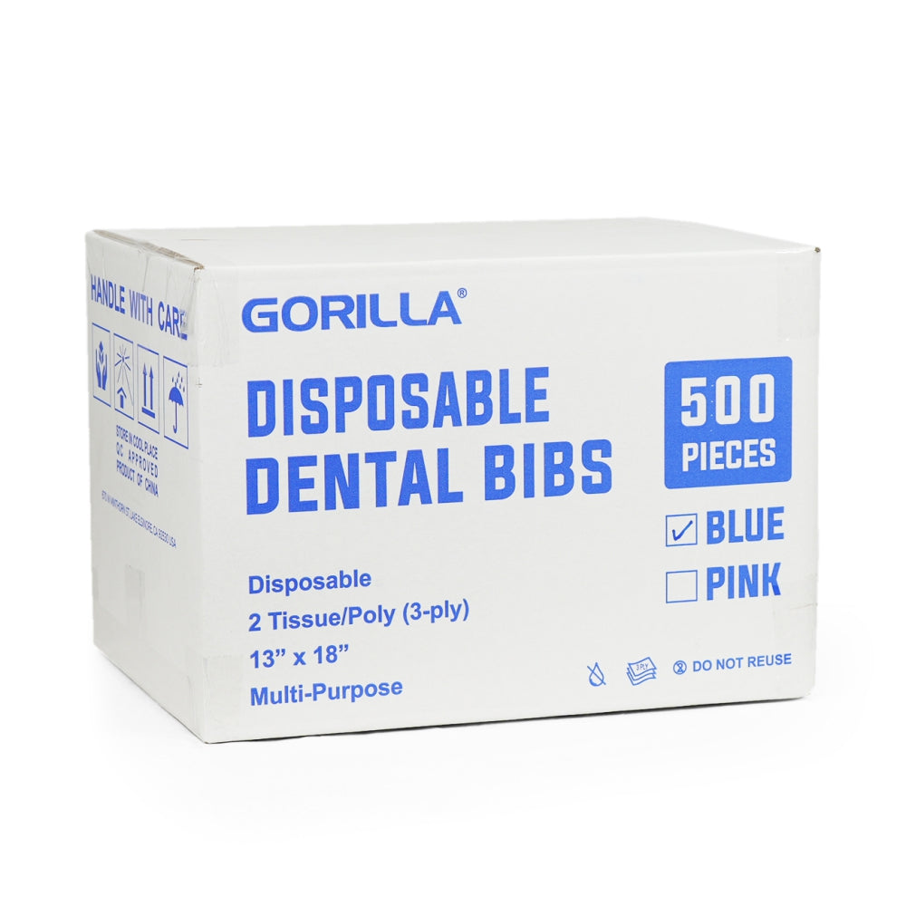 Blue Disposable Lap Cloths / Dental Bibs 13" x 18" (500/Case) - Gorilla