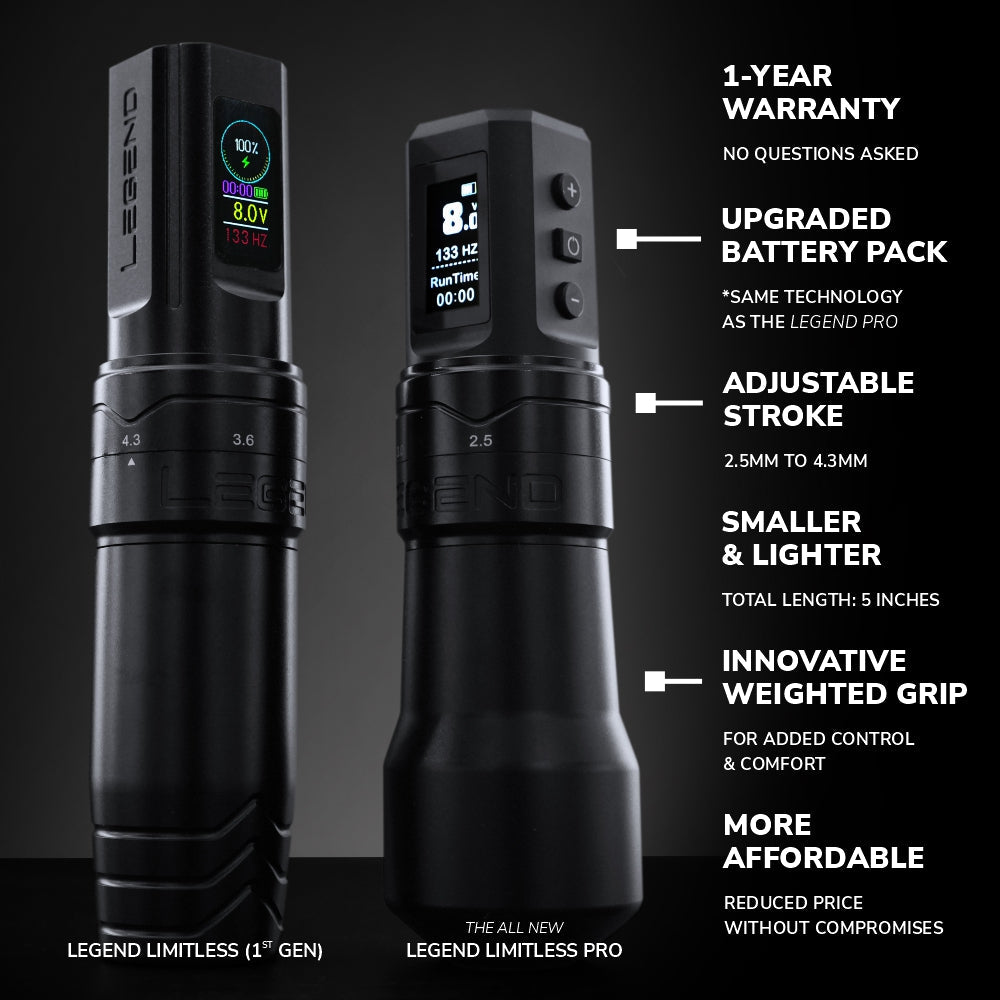 Legend Limitless PRO - Adjustable Stroke Tattoo Pen (2.3mm - 4.3mm)