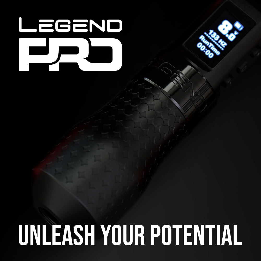 The Legend Pro Tattoo Pen - Shader (3.2mm) - Full Set (2 Batteries + 3 Grips)