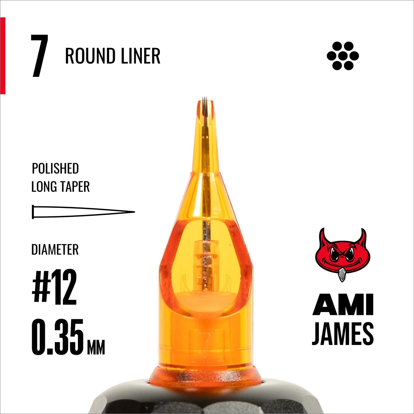 CAM x AMI JAMES Cartridges - Round Liners - #12 (0.35mm) - 20/Box