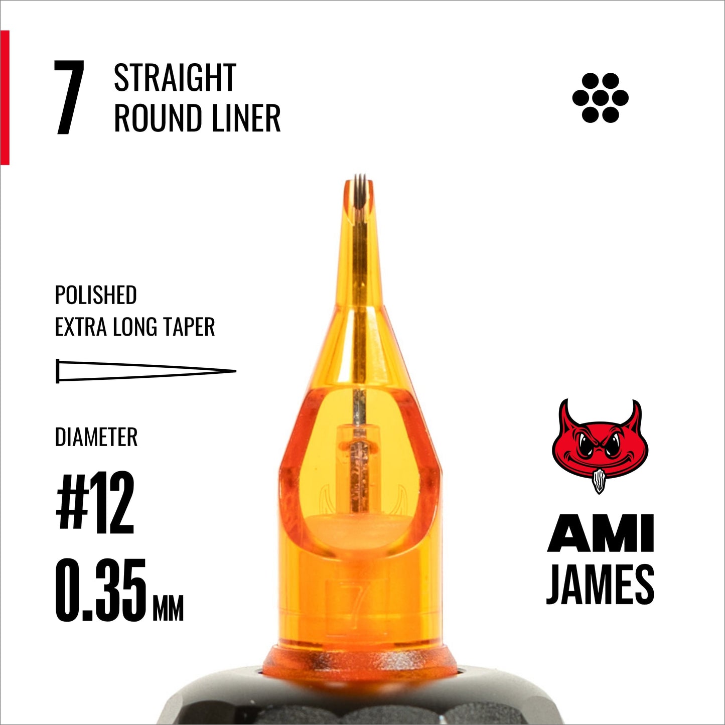 CAM x AMI JAMES Cartridges - Straight Round Liners - #12 (0.35mm) - 20/Box