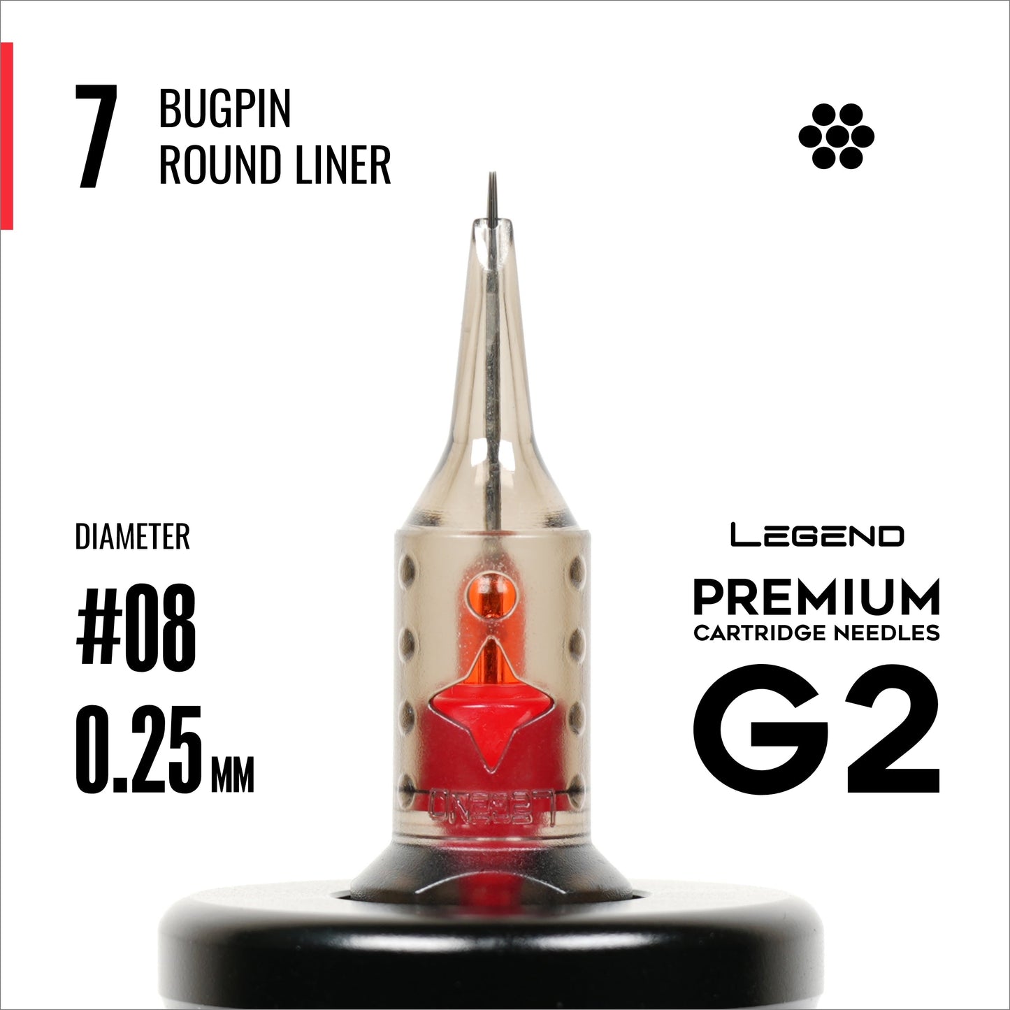 Legend Premium Cartridges G2 (2nd Gen) - Bugpin Round Liners - #8 (0.25mm) - 20/Box