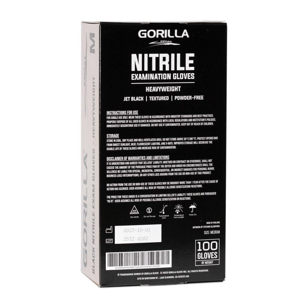 Gorilla Black Nitrile Exam Gloves - Heavyweight