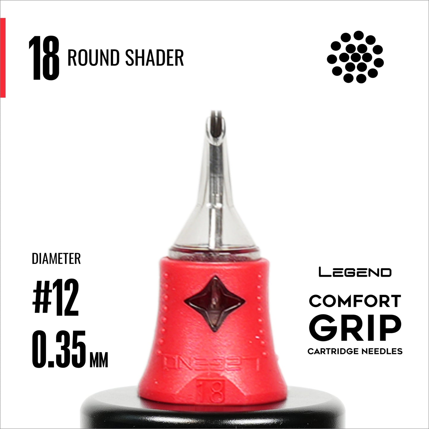 Legend Comfort Grip Cartridges - Round Shaders - #12 (0.35mm) - 20/Box
