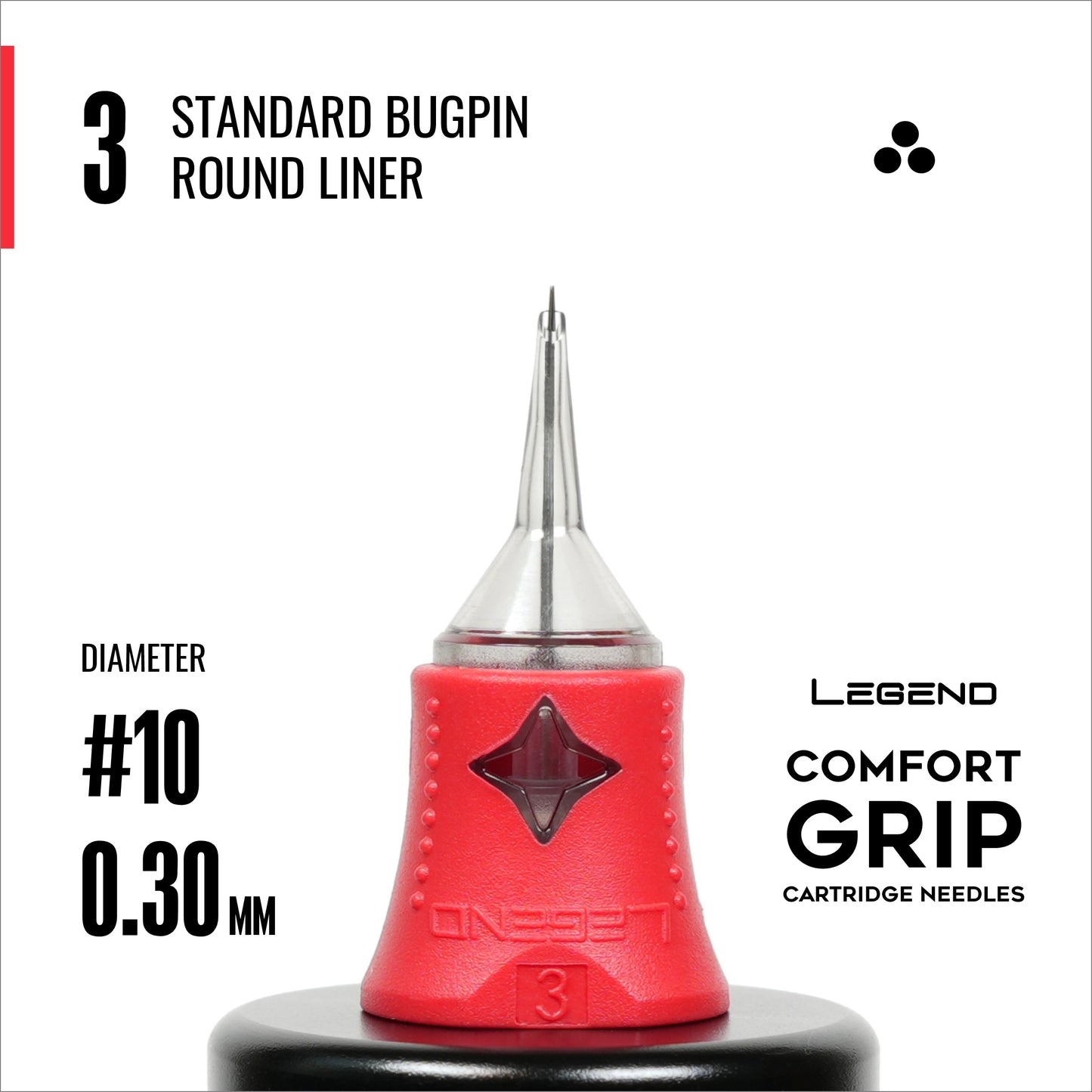 Legend Comfort Grip Cartridges - Standard Bugpin Round Liners - #10 (0.30mm) - 20/Box